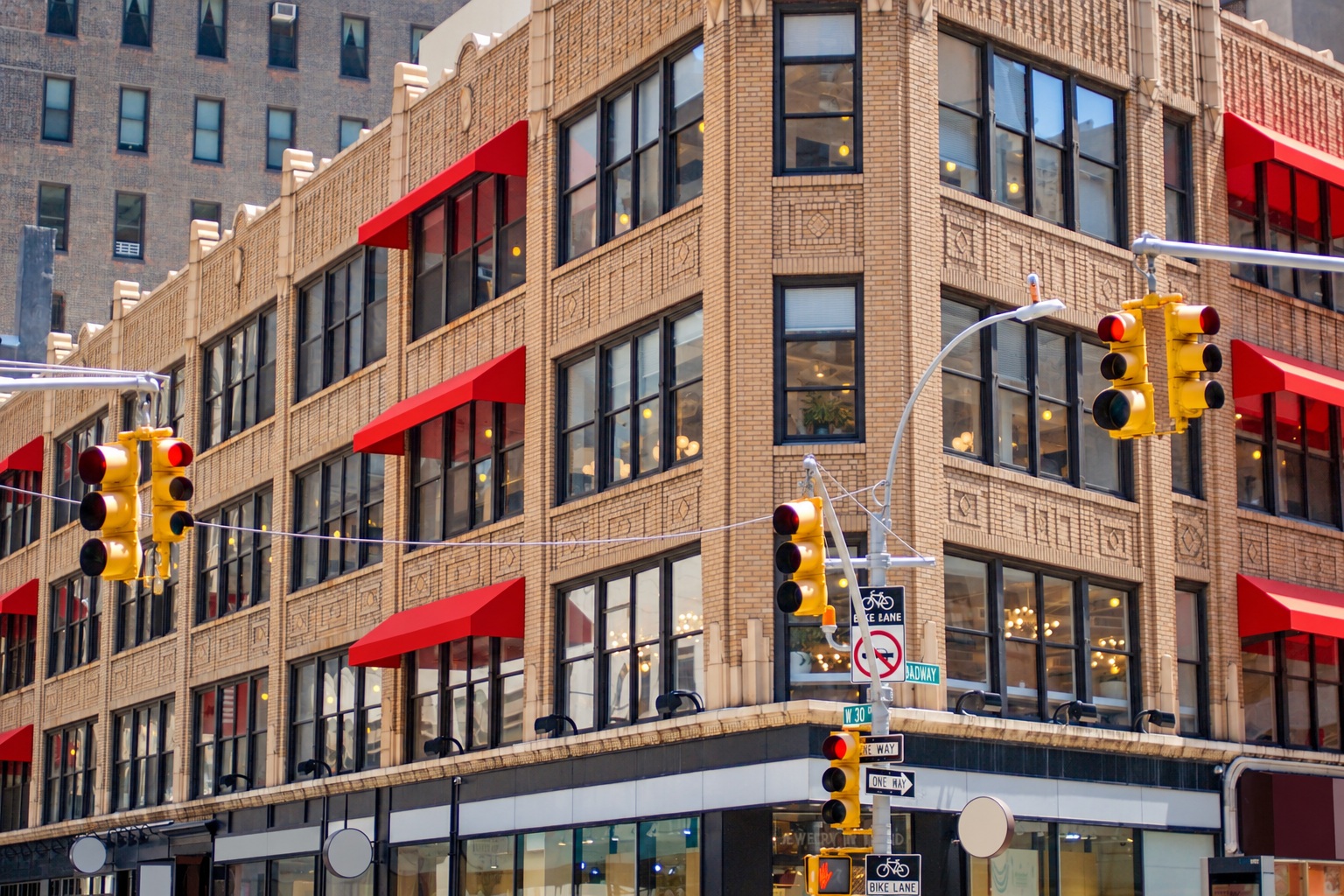 New York office building, with signage digitally removed